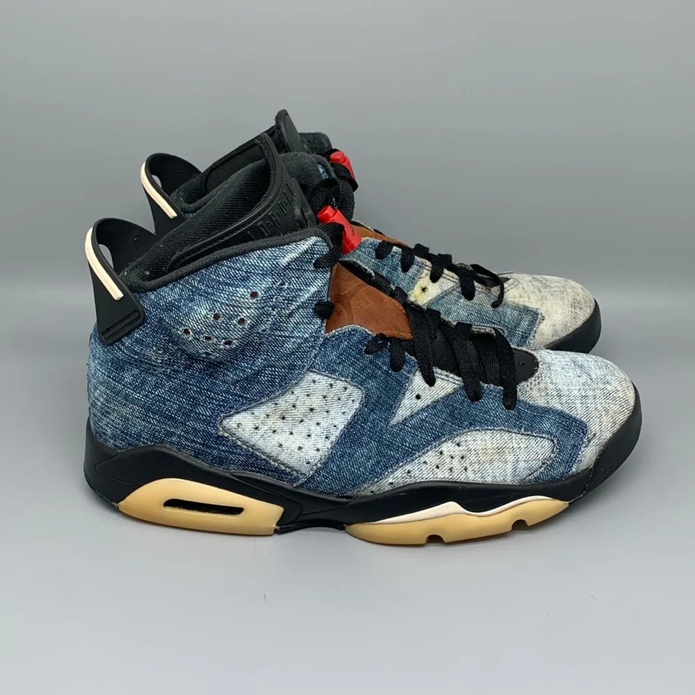 Jordan 6 Retro‎ Washed Denim Basketball Shoes CT5350-401 Men's Sz 9.5